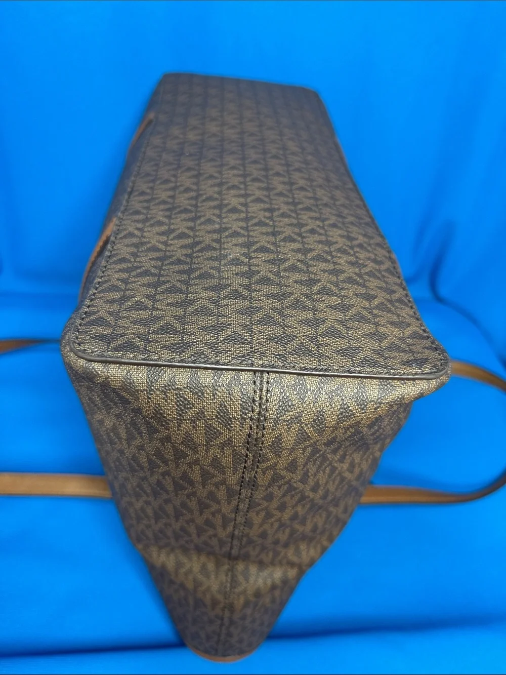 MICHAEL KORS LARGE SADY CARRYALL BROWN SIGNATURE LOGO LAPTOP / SHOULDER TOTE BAG